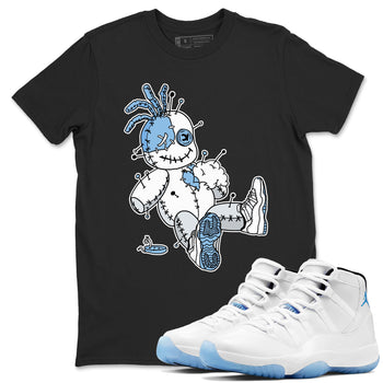 11s Legend Blue shirts to match jordans Voodoo Doll best t shirts to wear with jordans AJ11 Retro Legend Blue match shoes to clothes SNRT Sneaker Tees unisex cotton Black 1 shirts