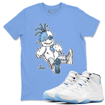 11s Legend Blue shirts to match jordans Voodoo Doll best t shirts to wear with jordans AJ11 Retro Legend Blue match shoes to clothes SNRT Sneaker Tees unisex cotton Carolina Blue 1 shirts