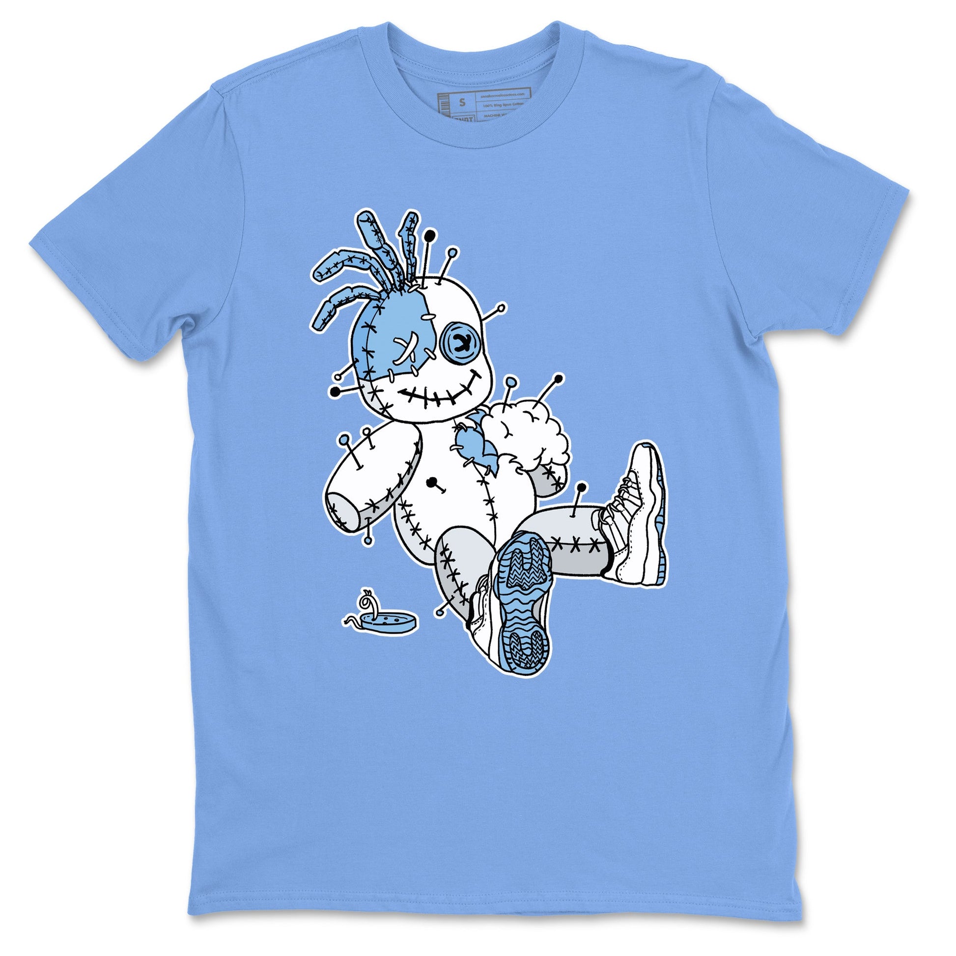 11s Legend Blue shirts to match jordans Voodoo Doll best t shirts to wear with jordans AJ11 Retro Legend Blue match shoes to clothes SNRT Sneaker Tees unisex cotton Carolina Blue 2 shirts