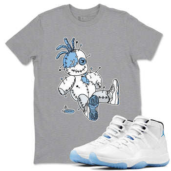 11s Legend Blue shirts to match jordans Voodoo Doll best t shirts to wear with jordans AJ11 Retro Legend Blue match shoes to clothes SNRT Sneaker Tees unisex cotton Heather Grey 1 shirts