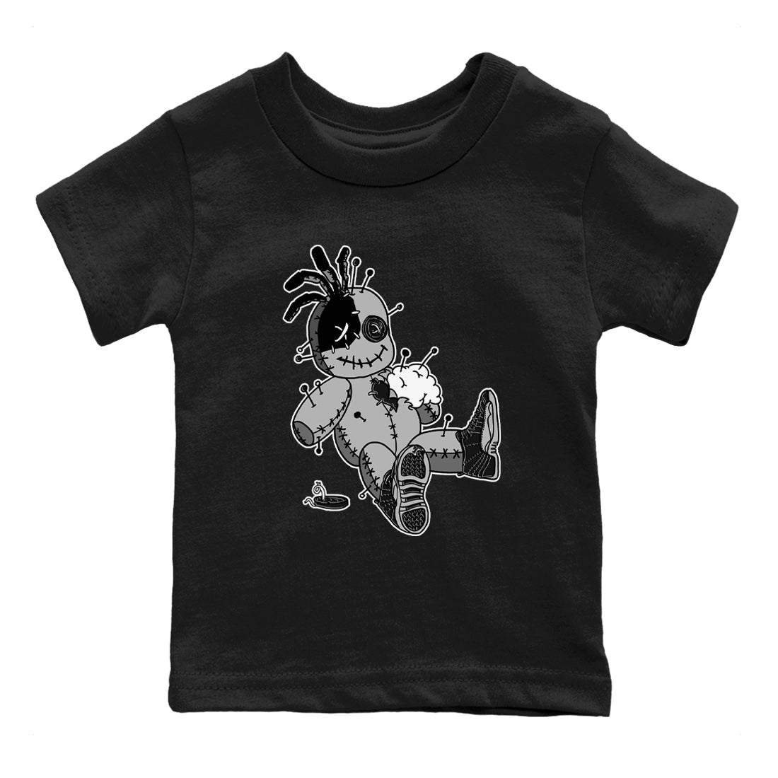 12s Black Wolf Grey shirts to match jordans Voodoo Doll unique Halloween sneaker tee 12s Baron SNRT Sneaker Release Tees Youth Baby Black 2 crew neck shirts
