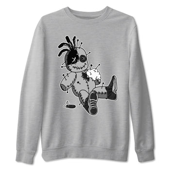 12s Black Wolf Grey shirts to match jordans Voodoo Doll unique Halloween sneaker tee 12s Baron SNRT Sneaker Release Tees unisex cotton Heather Grey 2 crew neck shirts