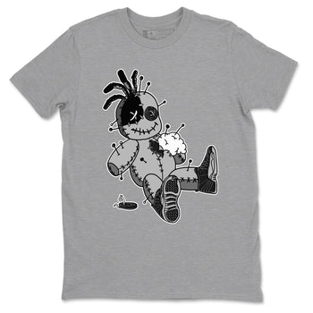 12s Black Wolf Grey shirts to match jordans Voodoo Doll unique Halloween sneaker tee 12s Baron SNRT Sneaker Release Tees unisex cotton Heather Grey 2 crew neck shirts