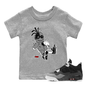 AJ4 Fear t shirts to match sneakers Voodoo Doll sneaker match tees Air Jordan 4 Fear tee SNRT Sneaker Tees Youth Baby Heather Grey 1 tee