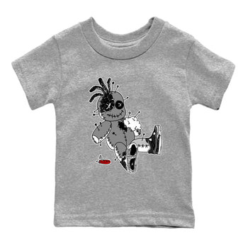 AJ4 Fear t shirts to match sneakers Voodoo Doll sneaker match tees Air Jordan 4 Fear tee SNRT Sneaker Tees Youth Baby Heather Grey 2 tee