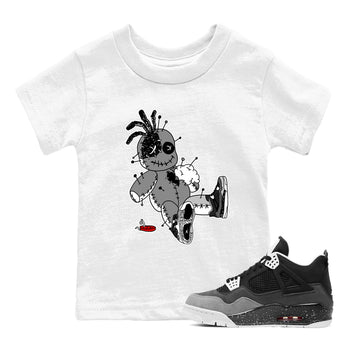 AJ4 Fear t shirts to match sneakers Voodoo Doll sneaker match tees Air Jordan 4 Fear tee SNRT Sneaker Tees Youth Baby White 1 tee
