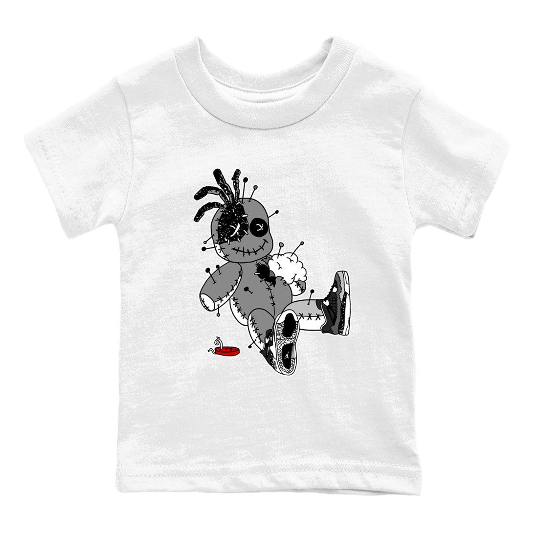 AJ4 Fear t shirts to match sneakers Voodoo Doll sneaker match tees Air Jordan 4 Fear tee SNRT Sneaker Tees Youth Baby White 2 tee