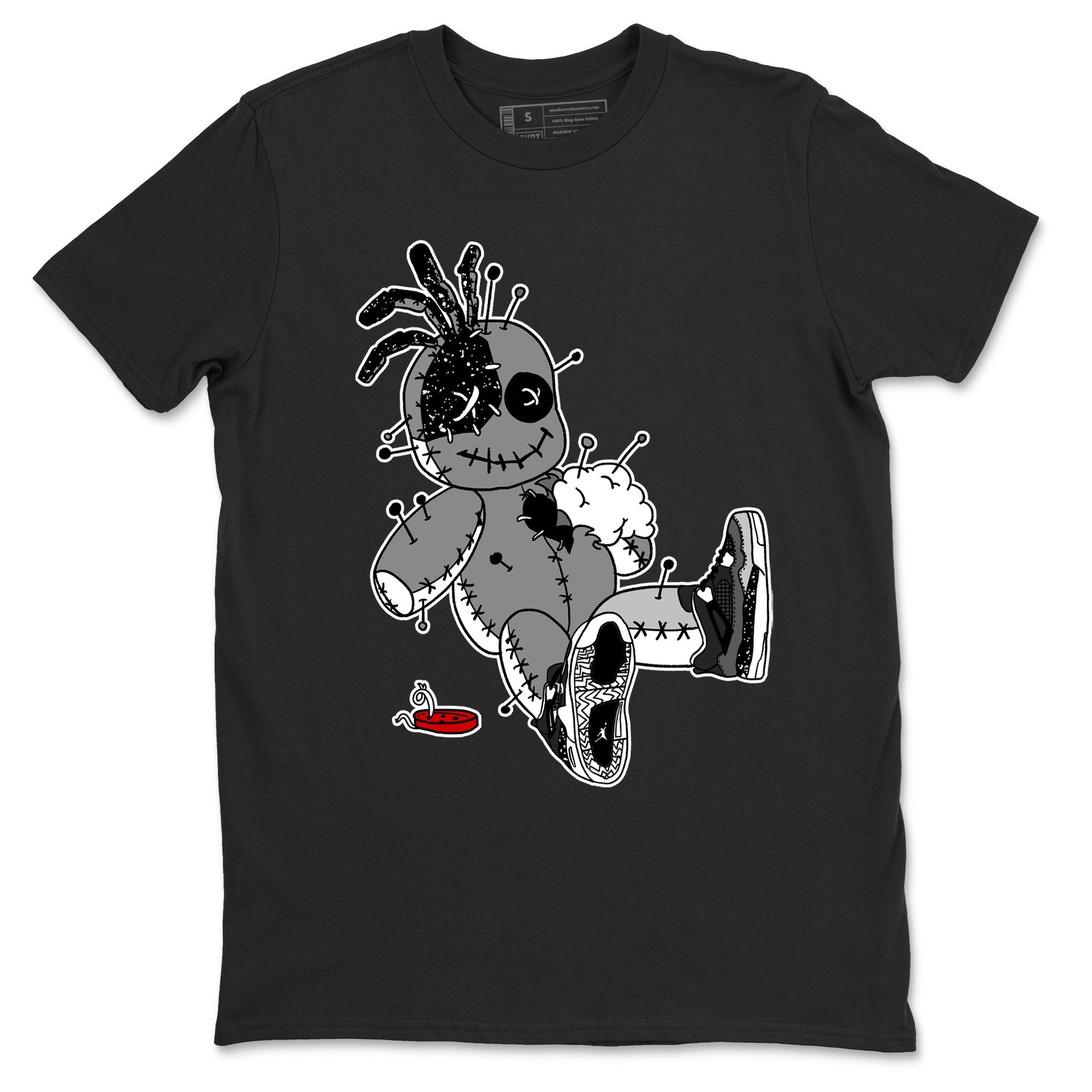 AJ4 Fear t shirts to match sneakers Voodoo Doll sneaker match tees Air Jordan 4 Fear tee SNRT Sneaker Tees unisex cotton Black 2 shirts