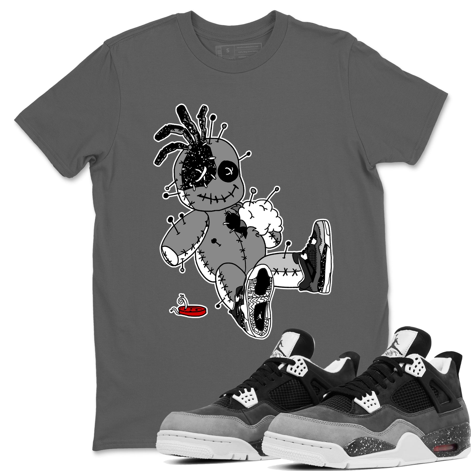 AJ4 Fear t shirts to match sneakers Voodoo Doll sneaker match tees Air Jordan 4 Fear tee SNRT Sneaker Tees unisex cotton Cool Grey 1 shirts