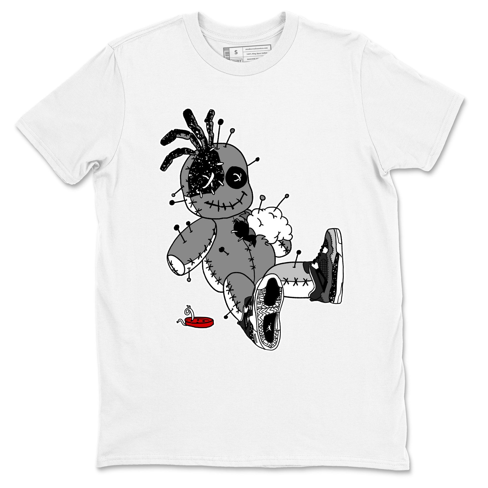 AJ4 Fear t shirts to match sneakers Voodoo Doll sneaker match tees Air Jordan 4 Fear tee SNRT Sneaker Tees unisex cotton White 2 shirts