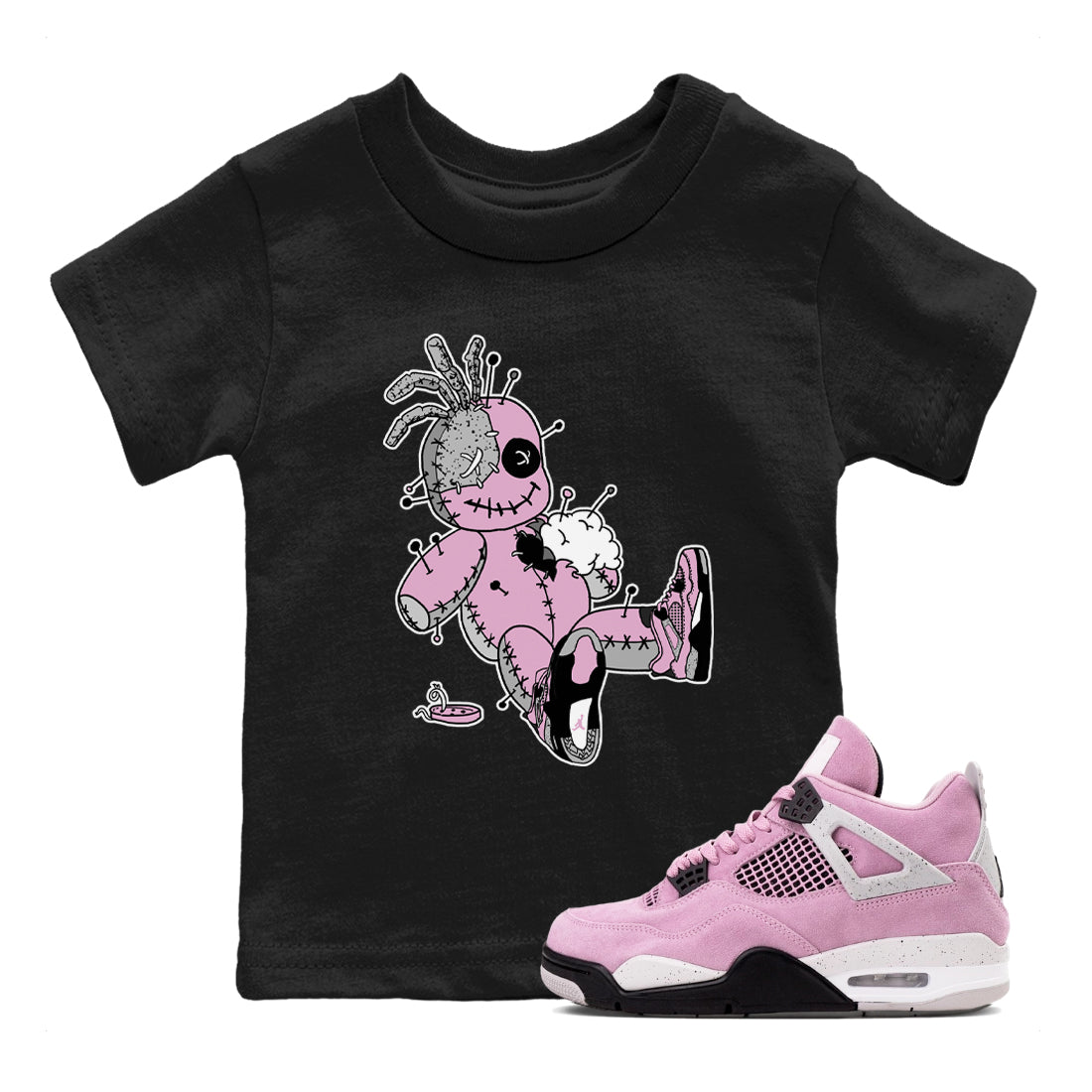 4s Retro Orchid shirts to match jordans Voodoo Doll sneaker match tees Air Jordan 4 WMNS Orchid match shoes to clothes SNRT Sneaker Tees Youth Baby Black 1 tee