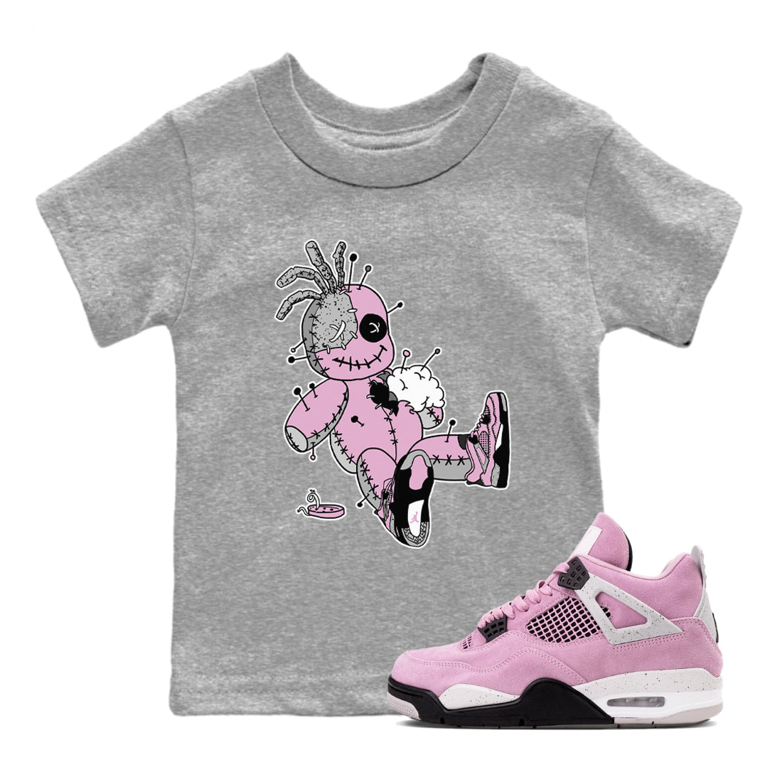 4s Retro Orchid shirts to match jordans Voodoo Doll sneaker match tees Air Jordan 4 WMNS Orchid match shoes to clothes SNRT Sneaker Tees Youth Baby Heather Grey 1 tee