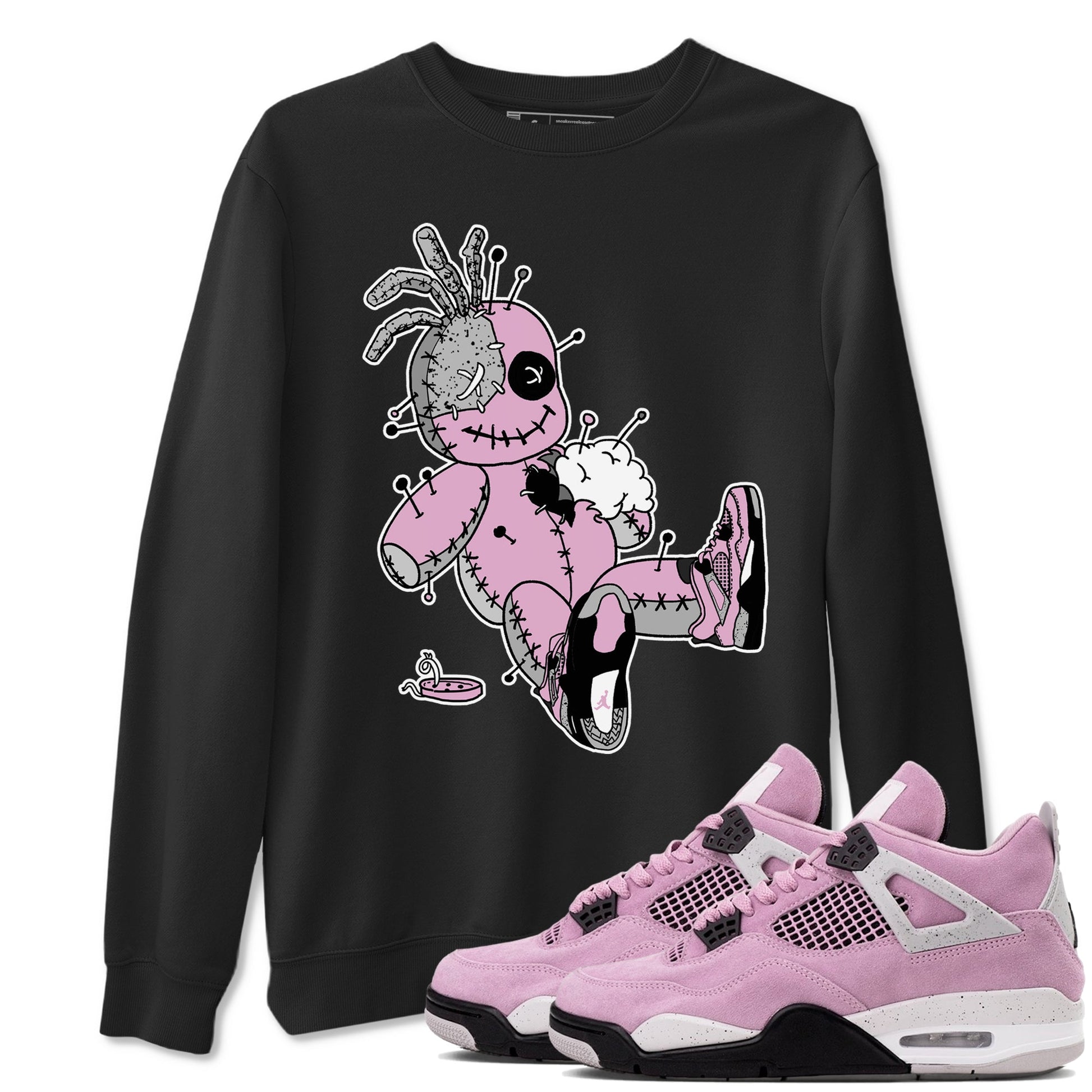 4s Retro Orchid shirts to match jordans Voodoo Doll sneaker match tees Air Jordan 4 WMNS Orchid match shoes to clothes SNRT Sneaker Tees unisex cotton Black 1 shirts