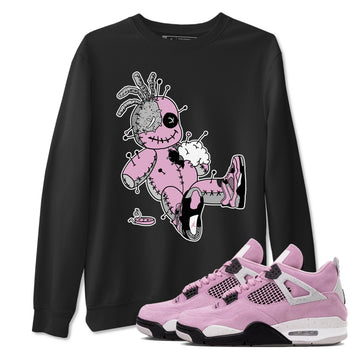 4s Retro Orchid shirts to match jordans Voodoo Doll sneaker match tees Air Jordan 4 WMNS Orchid match shoes to clothes SNRT Sneaker Tees unisex cotton Black 1 shirts