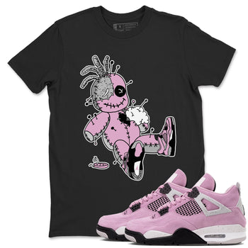 4s Retro Orchid shirts to match jordans Voodoo Doll sneaker match tees Air Jordan 4 WMNS Orchid match shoes to clothes SNRT Sneaker Tees unisex cotton Black 1 shirts