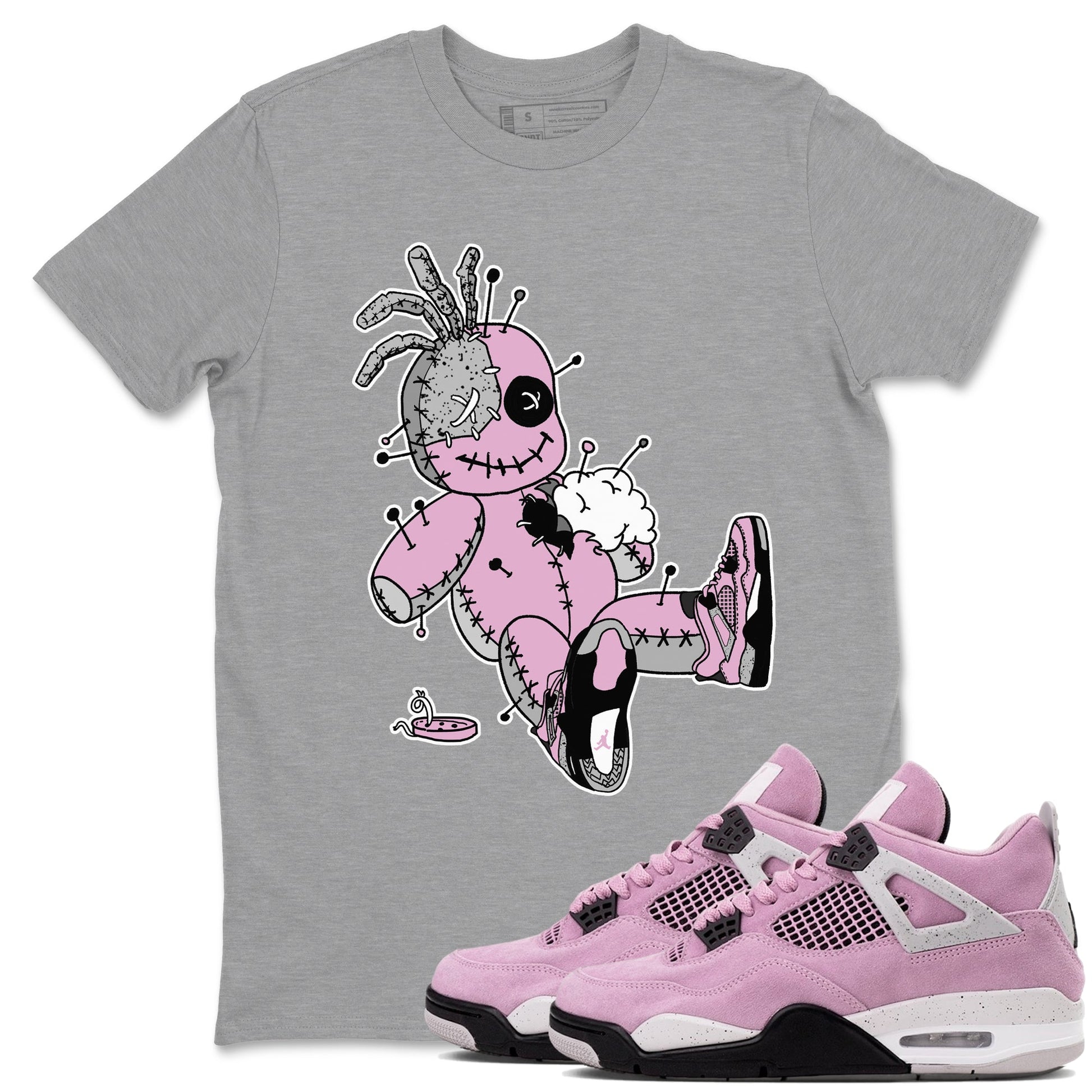4s Retro Orchid shirts to match jordans Voodoo Doll sneaker match tees Air Jordan 4 WMNS Orchid match shoes to clothes SNRT Sneaker Tees unisex cotton Heather Grey 1 shirts