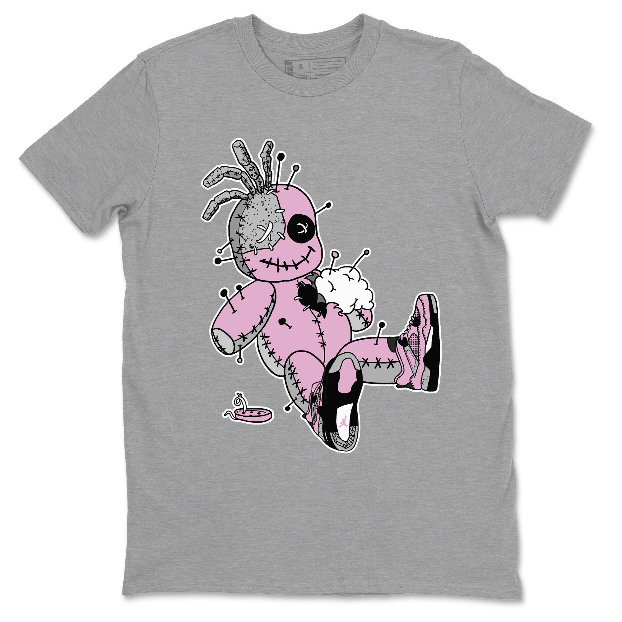 4s Retro Orchid shirts to match jordans Voodoo Doll sneaker match tees Air Jordan 4 WMNS Orchid match shoes to clothes SNRT Sneaker Tees unisex cotton Heather Grey 2 shirts
