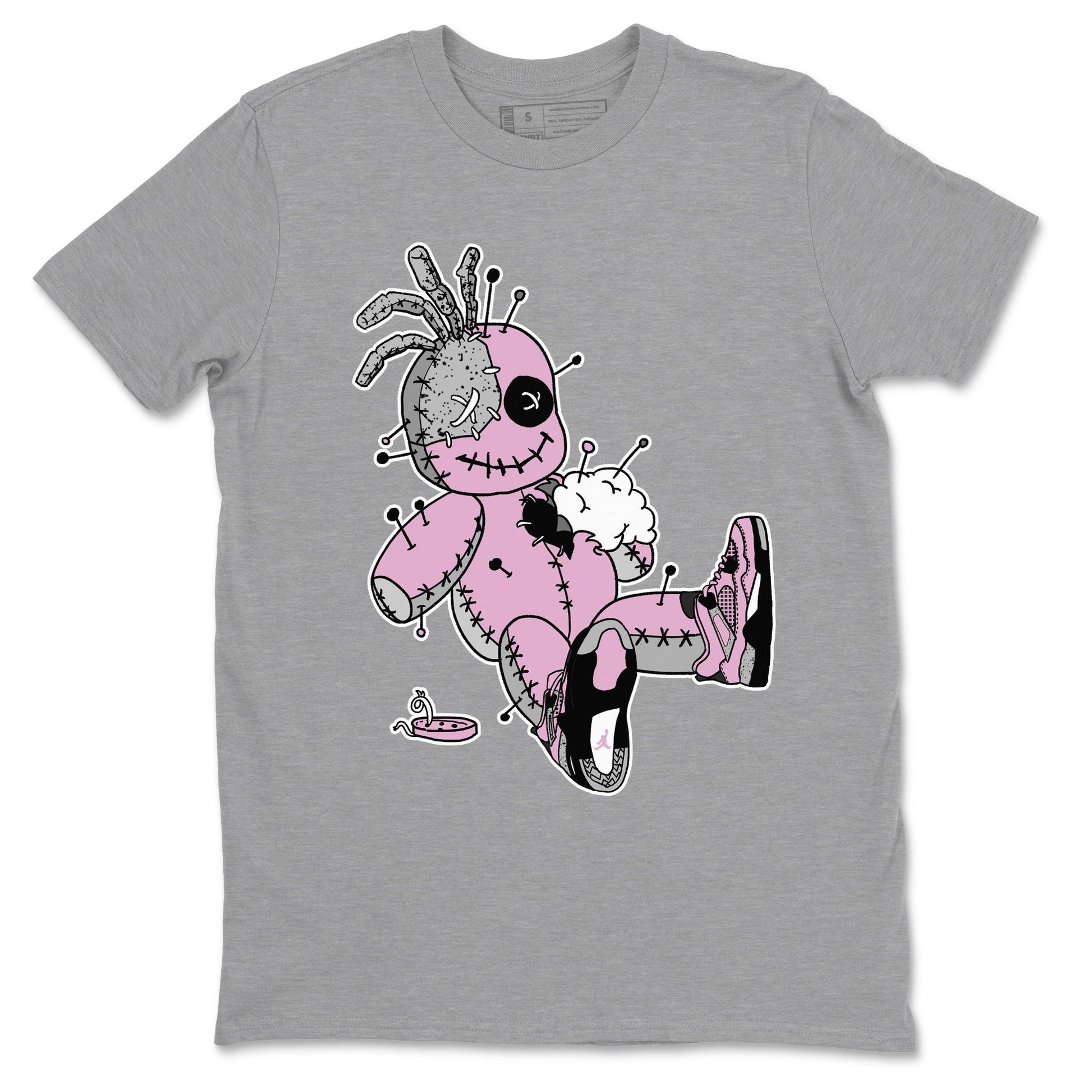 4s Retro Orchid shirts to match jordans Voodoo Doll sneaker match tees Air Jordan 4 WMNS Orchid match shoes to clothes SNRT Sneaker Tees unisex cotton Heather Grey 2 shirts