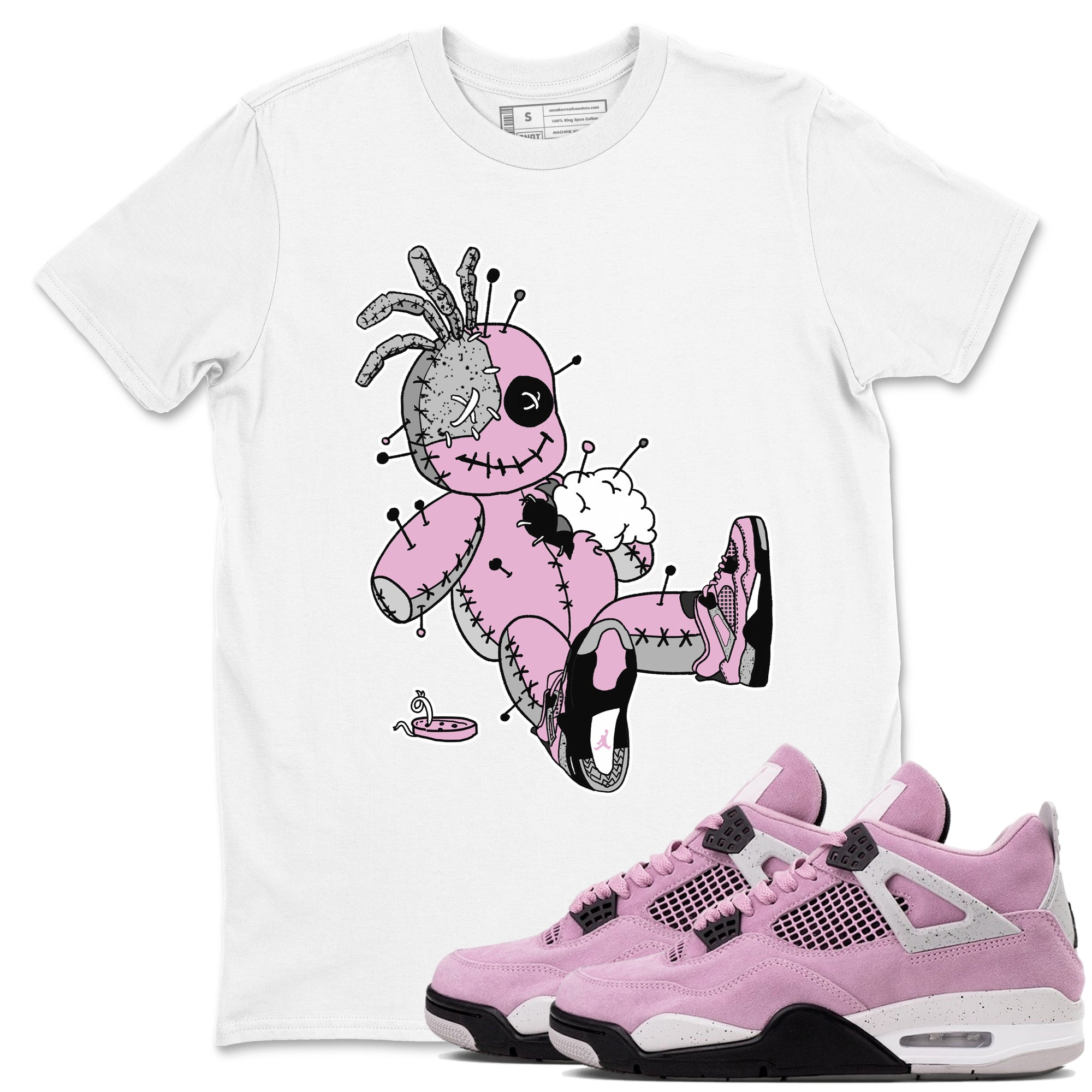 4s Retro Orchid shirts to match jordans Voodoo Doll sneaker match tees Air Jordan 4 WMNS Orchid match shoes to clothes SNRT Sneaker Tees unisex cotton White 1 shirts