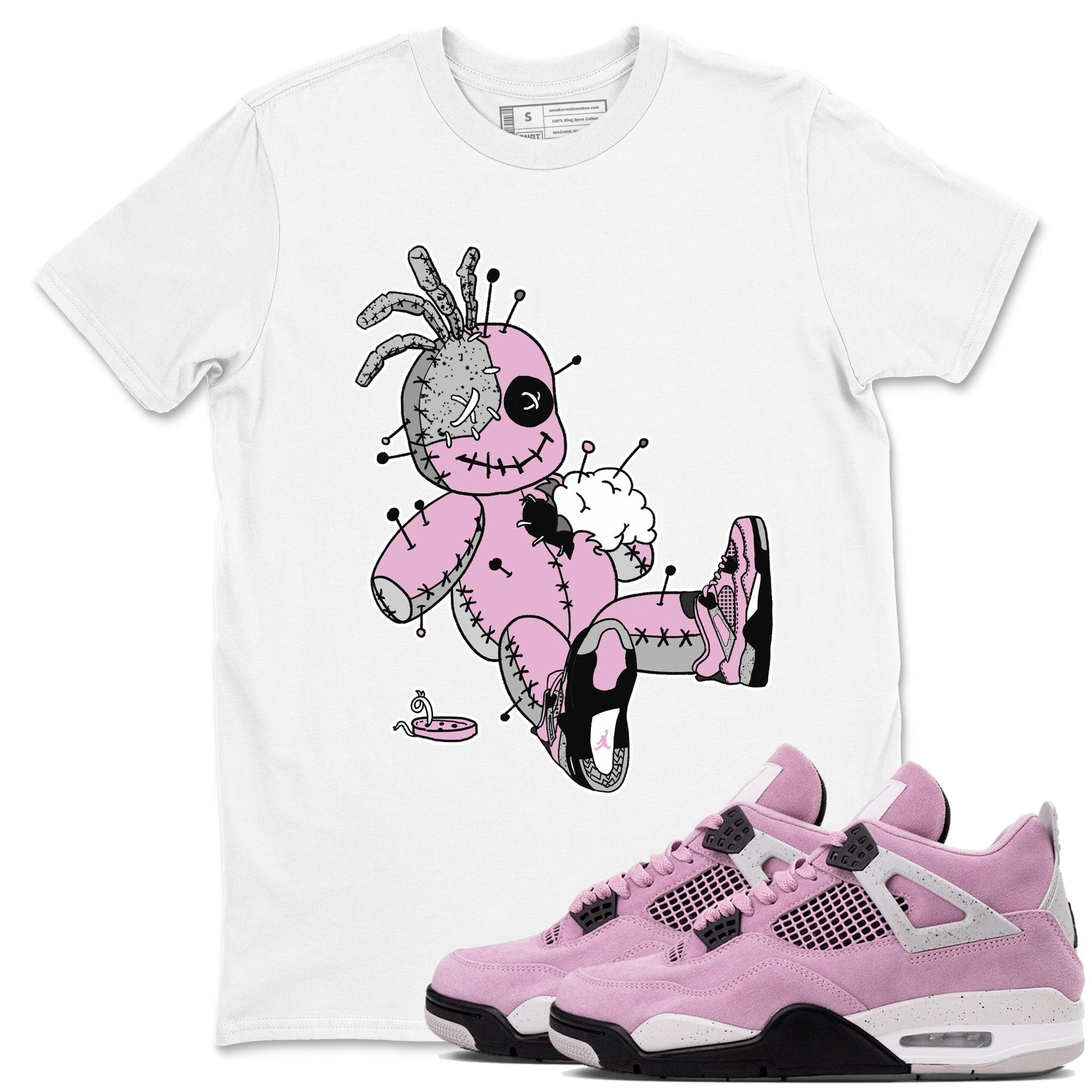 4s Retro Orchid shirts to match jordans Voodoo Doll sneaker match tees Air Jordan 4 WMNS Orchid match shoes to clothes SNRT Sneaker Tees unisex cotton White 1 shirts