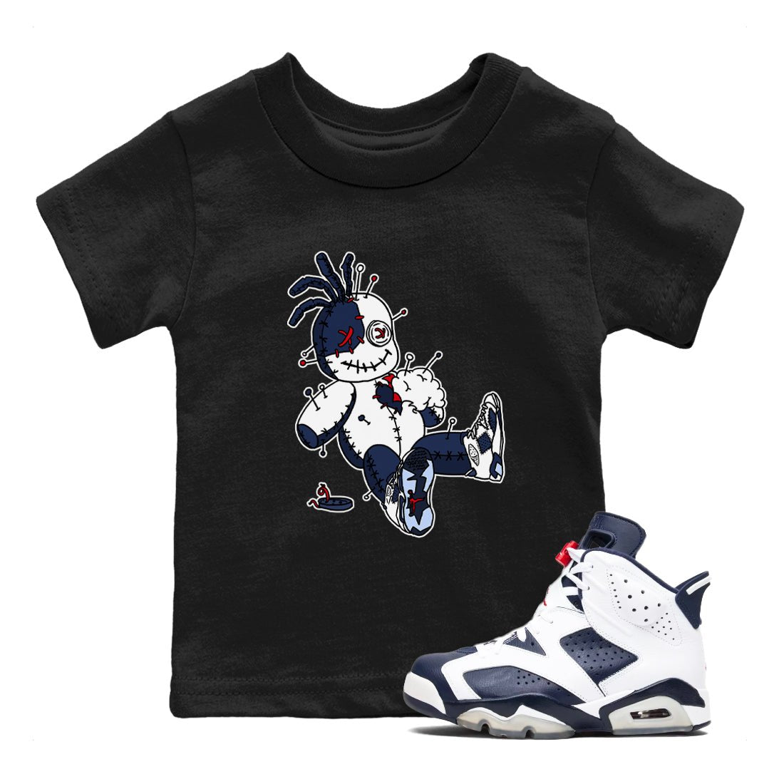 6s Olympic shirts to match jordans Voodoo Doll unique Halloween sneaker tee Air Jordan 6 Olympic SNRT Sneaker Tees streetwear brand Baby and Youth Black 1 cotton tee