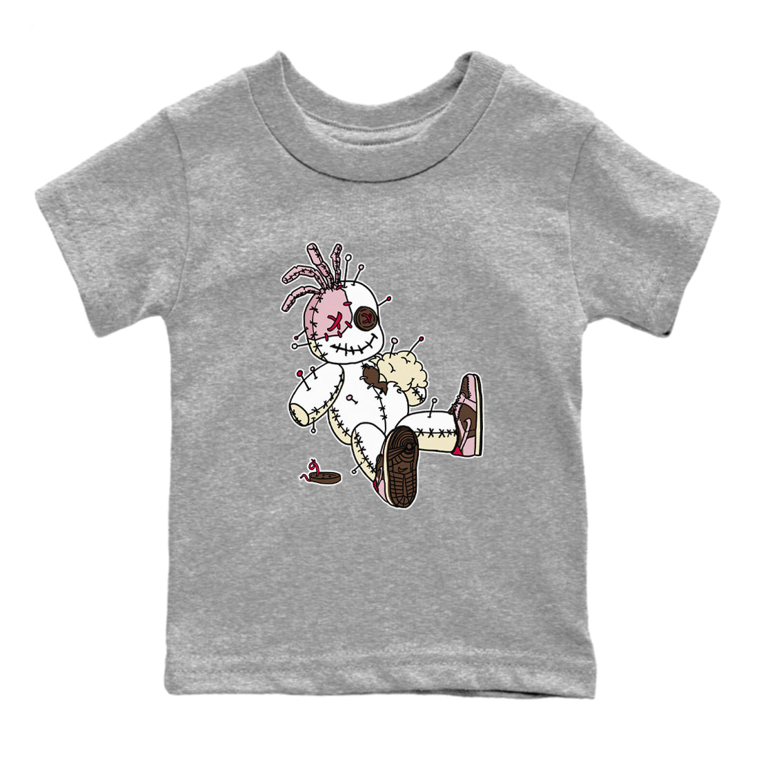 Dunk Cacao Wow And Pink Foam shirts to match jordans Voodoo Doll unique Halloween sneaker tee Dunk Cacao Wow And Pink Foam SNRT Sneaker Tees streetwear brand Baby and Youth Heather Grey 2 cotton tee