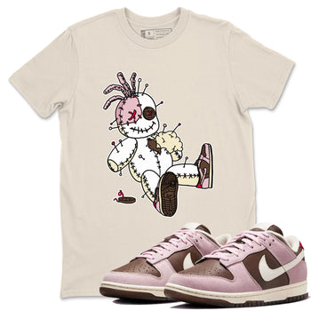 Dunk Cacao Wow And Pink Foam shirts to match jordans Voodoo Doll unique Halloween sneaker tee Dunk Cacao Wow And Pink Foam SNRT Sneaker Tees streetwear brand Natural 1 unisex cotton tee
