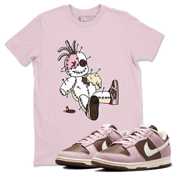 Dunk Cacao Wow And Pink Foam shirts to match jordans Voodoo Doll unique Halloween sneaker tee Dunk Cacao Wow And Pink Foam SNRT Sneaker Tees streetwear brand Pink 1 unisex cotton tee