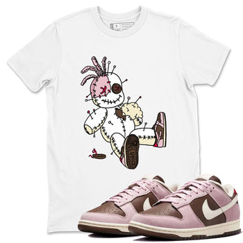 Dunk Cacao Wow And Pink Foam shirts to match jordans Voodoo Doll unique Halloween sneaker tee Dunk Cacao Wow And Pink Foam SNRT Sneaker Tees streetwear brand White 1 unisex cotton tee