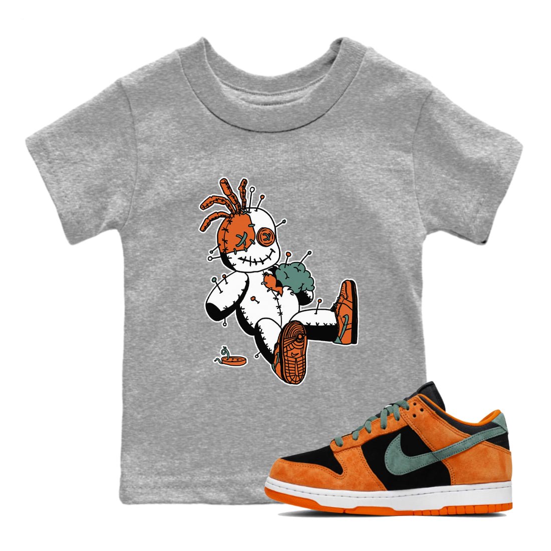 Dunk Low Ceramic shirts to match jordans Voodoo Doll unique Halloween sneaker tee Dunk Ceramic match shoes to clothes SNRT Sneaker Tees Youth Baby Heather Grey 1 tee