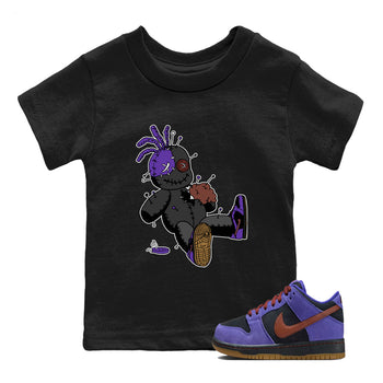 Sneaker match tees – Sneaker Threads To Match Dunk Low Persian Violet Shoes – Voodoo Doll Kids T-Shirt Black 1