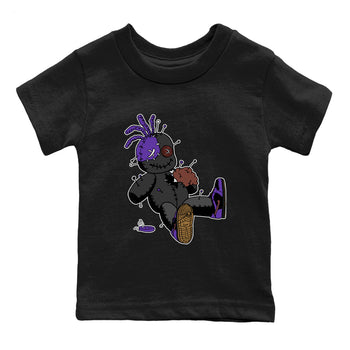 Sneaker match tees – Sneaker Threads To Match Dunk Low Persian Violet Shoes – Voodoo Doll Kids T-Shirt Black 2