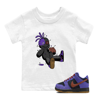Sneaker match tees – Sneaker Threads To Match Dunk Low Persian Violet Shoes – Voodoo Doll Kids T-Shirt White 1