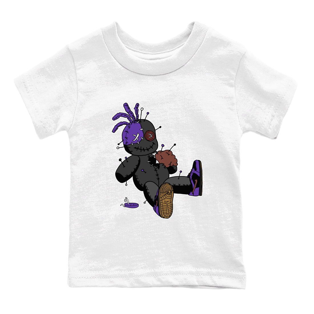 Sneaker match tees – Sneaker Threads To Match Dunk Low Persian Violet Shoes – Voodoo Doll Kids T-Shirt White 2