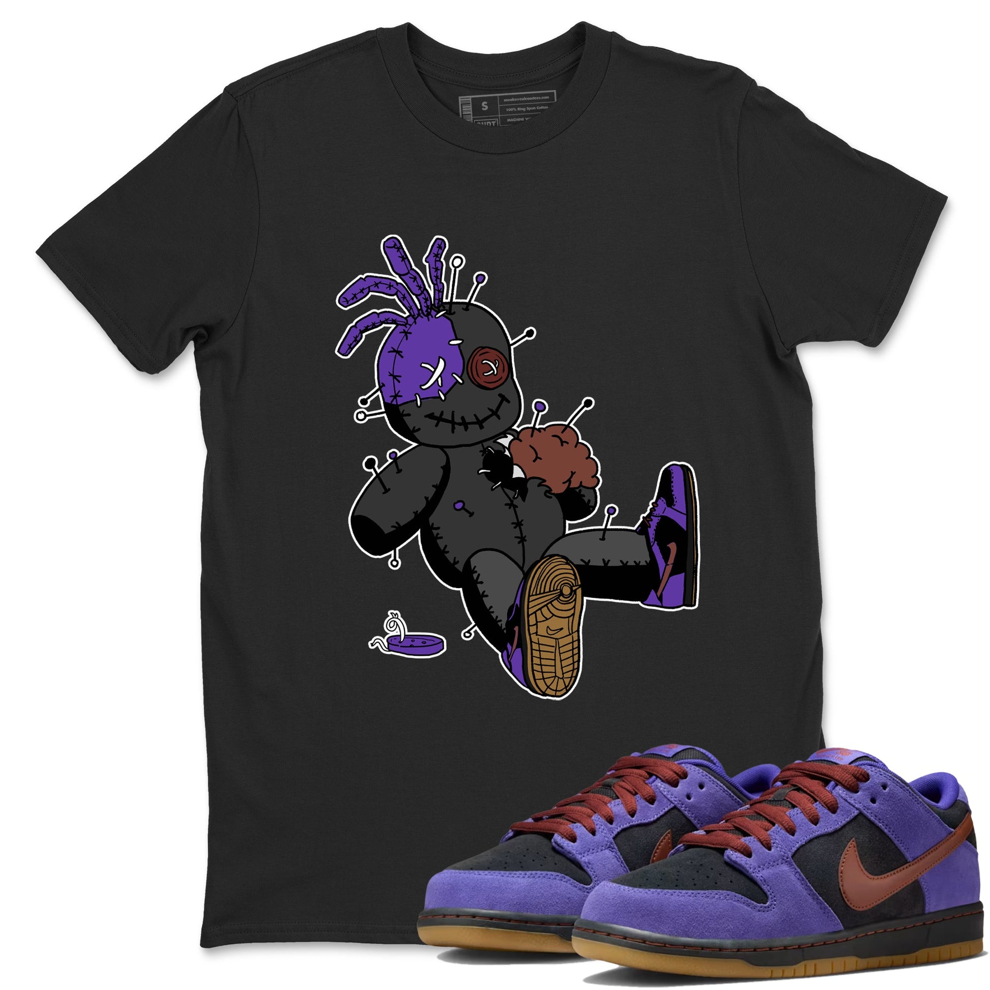 Sneaker match tees – Sneaker Threads To Match Dunk Low Persian Violet Shoes – Voodoo Doll Tee Black 1