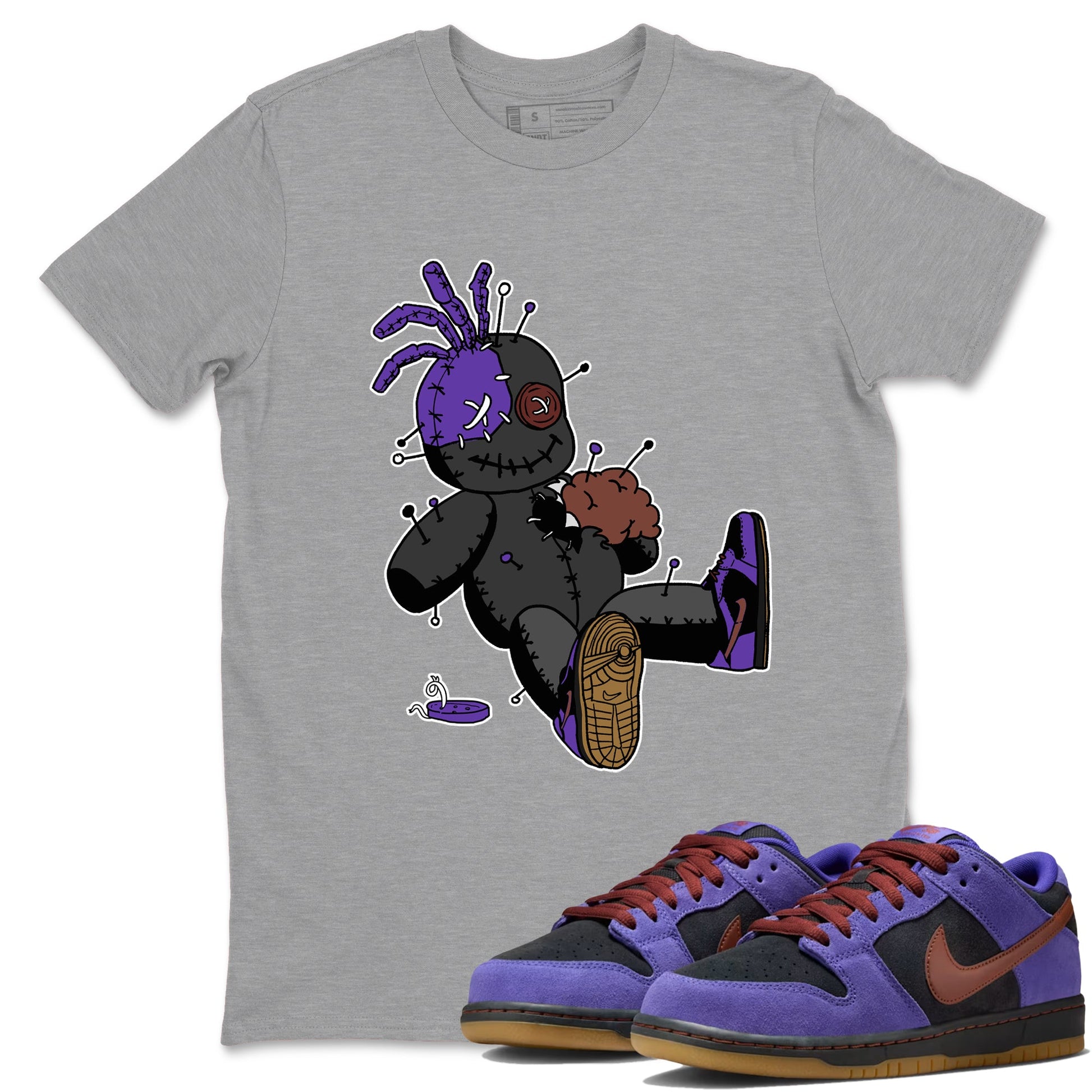 Sneaker match tees – Sneaker Threads To Match Dunk Low Persian Violet Shoes – Voodoo Doll Tee Heather Grey 1