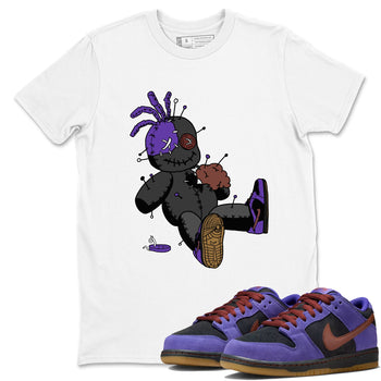 Sneaker match tees – Sneaker Threads To Match Dunk Low Persian Violet Shoes – Voodoo Doll Tee White 1