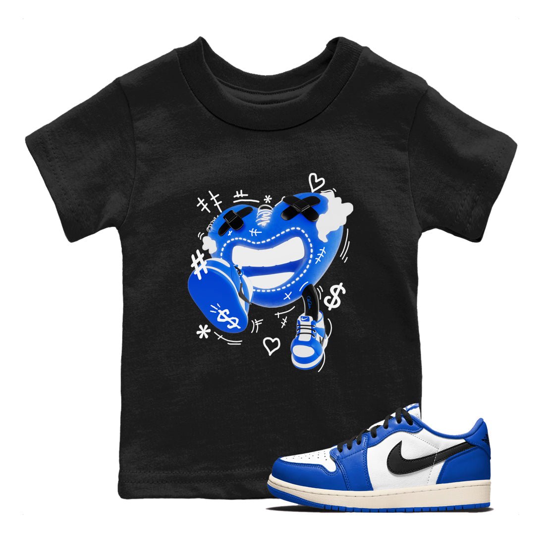 AJ1 Game Royal shirt to match jordans Walk In Love sneaker tees Air Jordan 1 Game Royal SNRT sneaker release tees baby toddler Black 1 cotton Shirt
