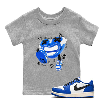 AJ1 Game Royal shirt to match jordans Walk In Love sneaker tees Air Jordan 1 Game Royal SNRT sneaker release tees baby toddler Heather Grey 1 cotton Shirt