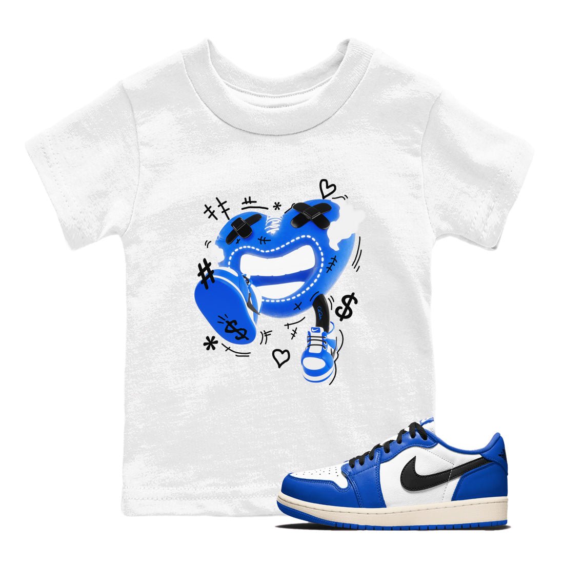 AJ1 Game Royal shirt to match jordans Walk In Love sneaker tees Air Jordan 1 Game Royal SNRT sneaker release tees baby toddler White 1 cotton Shirt