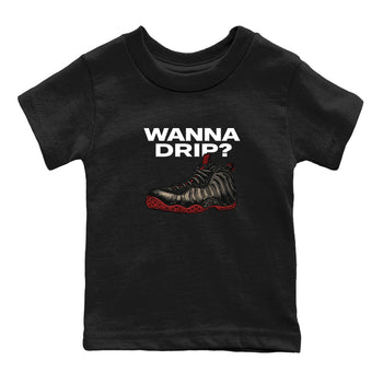 Sneaker match tees – Sneaker Tees To Match Air Foamposite Cough Drop Shoes – Wanna Drip Kids T-Shirt Black 2