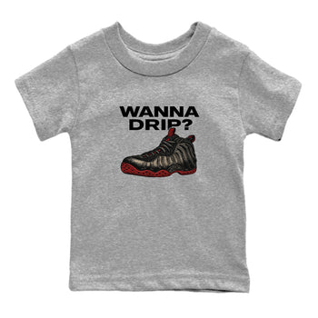 Sneaker match tees – Sneaker Tees To Match Air Foamposite Cough Drop Shoes – Wanna Drip Kids T-Shirt Heather Grey 2