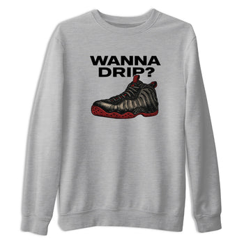 Sneaker match tees – Sneaker Tees To Match Air Foamposite Cough Drop Shoes – Wanna Drip Tee Heather Grey 2