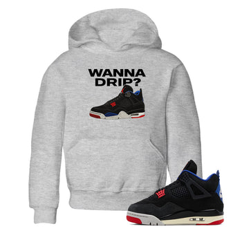 Sneaker match tees – Sneaker Tees To Match Jordan 4 Retro Rare Air Shoes – Wanna Drip Kids T-Shirt Heather Grey 1