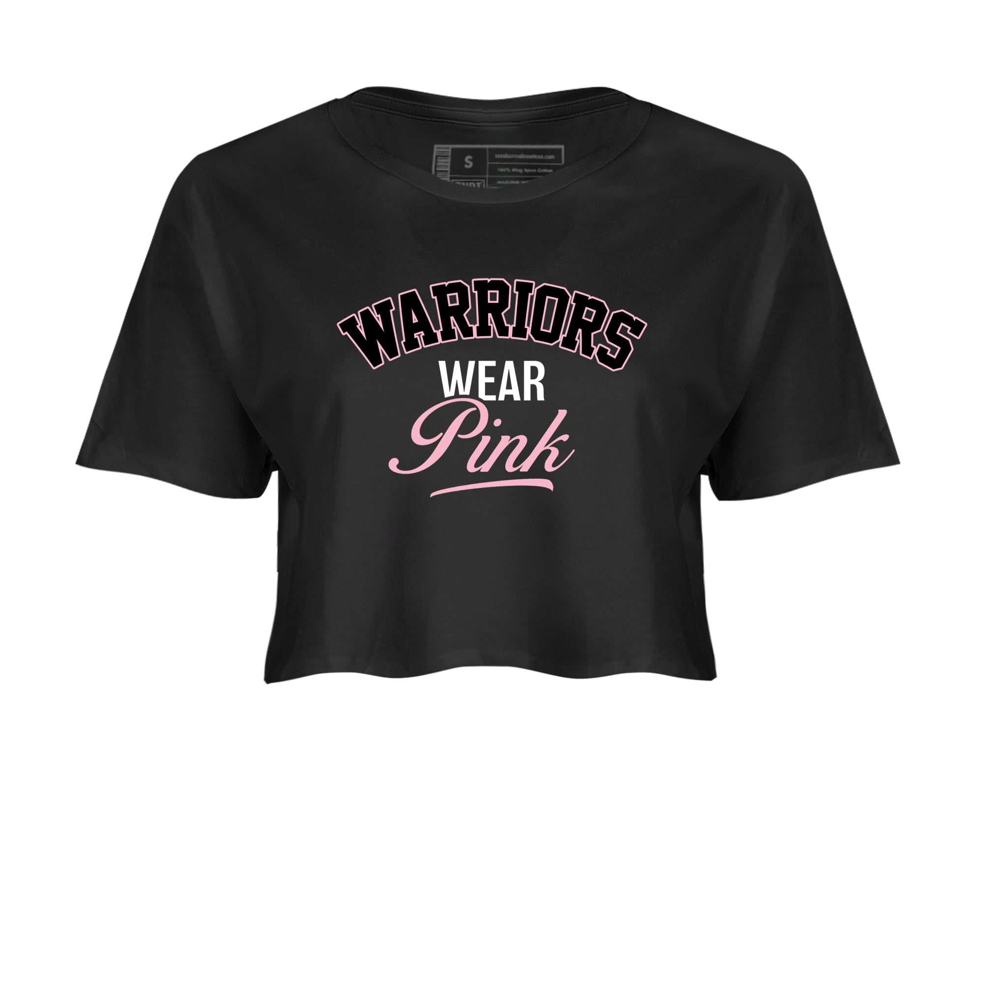 Sneaker Threads Sneaker Tees To Match Air Jordan 5 Medium Soft Pink Warriors Wear Pink Crop Tee Black 2. Perfect for Jordan releases 2025 colorways. breast cancer awareness.