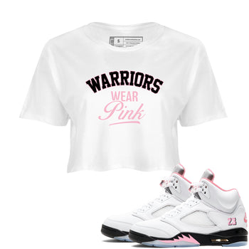 Sneaker Threads Sneaker Tees To Match Air Jordan 5 Medium Soft Pink Warriors Wear Pink Crop Tee White 1. Perfect for Jordan releases 2025 colorways. breast cancer awareness.