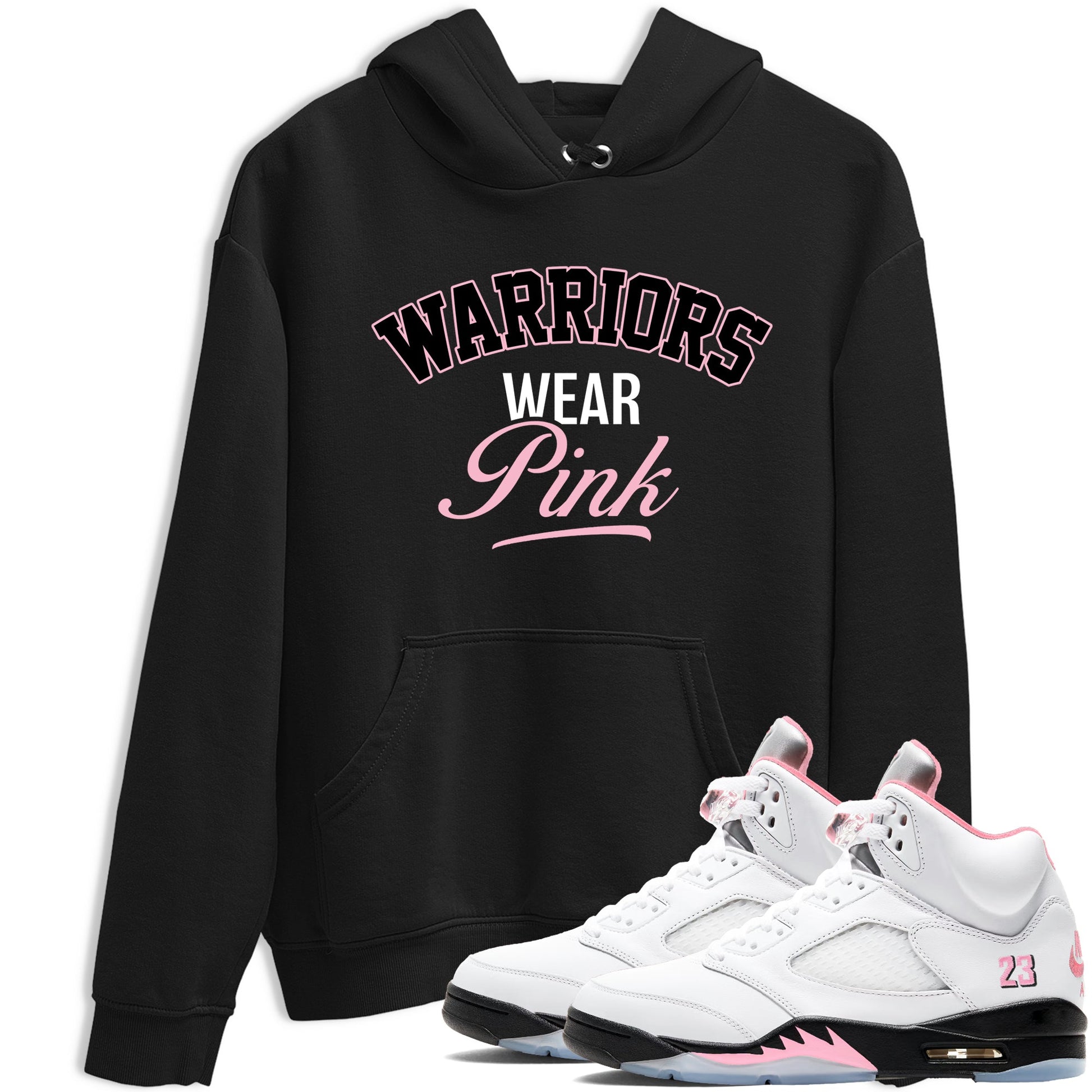 Sneaker Threads Sneaker Tees To Match Air Jordan 5 Medium Soft Pink Warriors Wear Pink Graphic Tee Black 1. Perfect for Jordan releases 2025 colorways. breast cancer awareness.