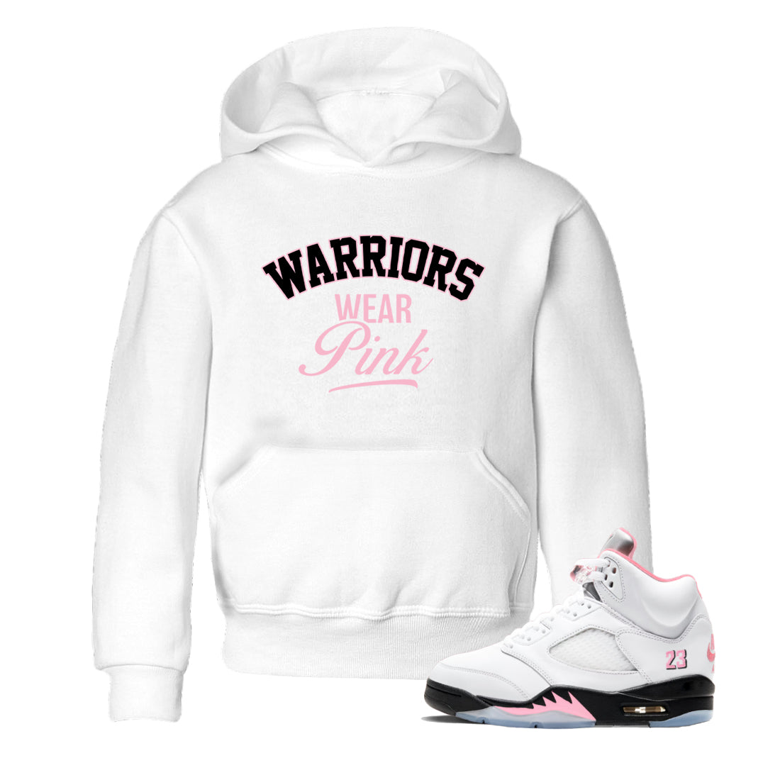 Sneaker Threads Sneaker Tees To Match Air Jordan 5 Medium Soft Pink Warriors Wear Pink Youth Graphic Tee White 1. Perfect for Jordan releases 2025 colorways. breast cancer awareness.