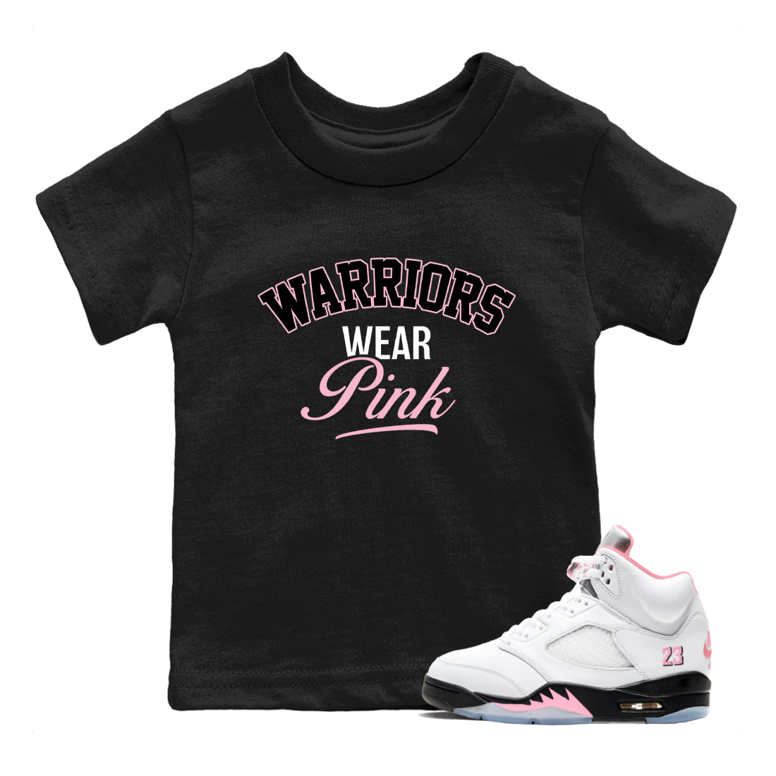 Sneaker Threads Sneaker Tees To Match Air Jordan 5 Medium Soft Pink Warriors Wear Pink Youth Graphic Tee Black 1. Perfect for Jordan releases 2025 colorways. breast cancer awareness.
