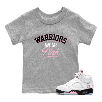 Sneaker Threads Sneaker Tees To Match Air Jordan 5 Medium Soft Pink Warriors Wear Pink Youth Graphic Tee Heather Grey 1. Perfect for Jordan releases 2025 colorways. breast cancer awareness.